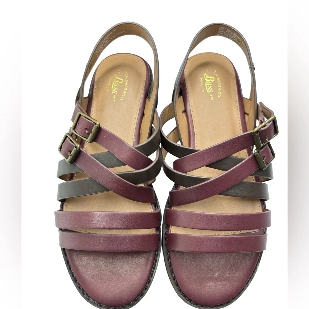 G.H. Bass & Co AMIDY Strappy Leather Sandals Womens Size 7 Adjustable Buckle NEW